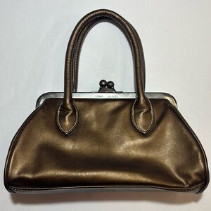 EUC 9"(W) X 5"(H) Tommy Hilfiger Y2k 2000’s Bronze Top Handle Ball Clasp Clutch